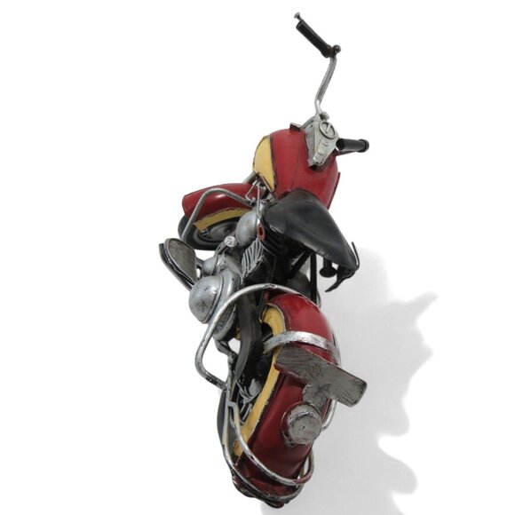 Metal MOTORCYCLE Decor Red And Yellow Retro Bike Handmade Sculpture Vintage 13" - Picture 5 of 10